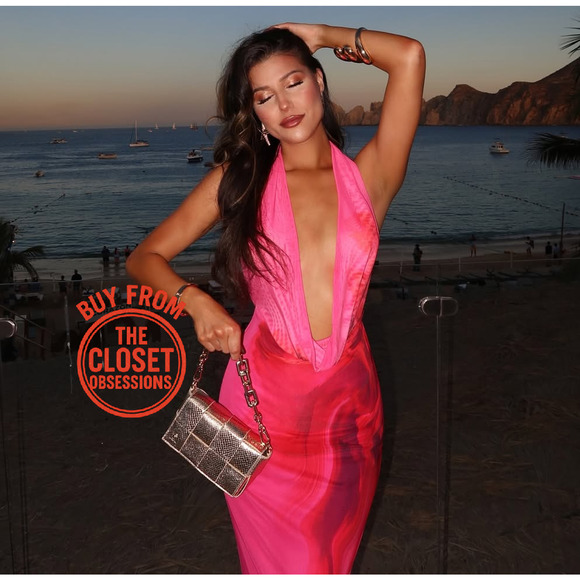 ZARA Fuchsia Open Back Midi Dress NWT | Blogger Fave Halter Neck - Picture 6 of 16